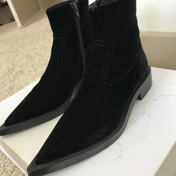 MM6 Maison Margiela Black Velvet Cowboy Boots - Picture 1 of 5